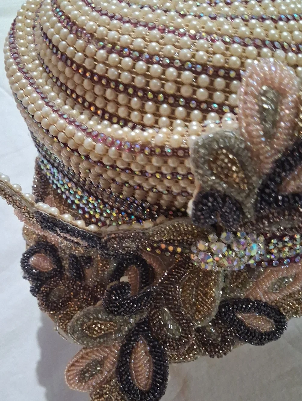 Embellished Pearl and Pink Seed-Bead Women’s Hat